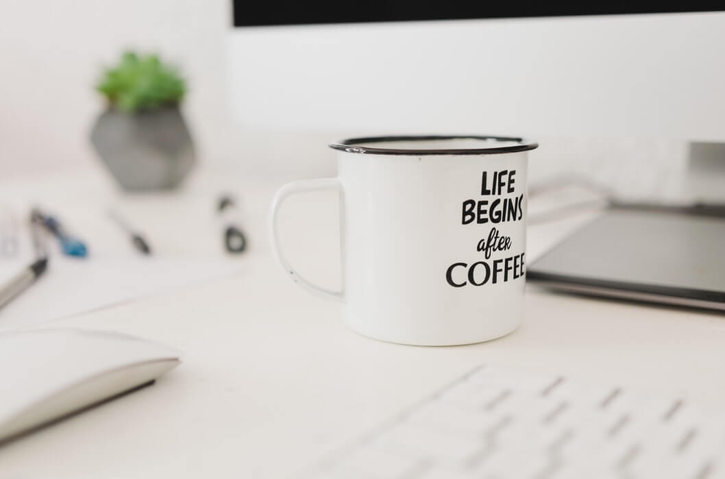 coffee mug on desk